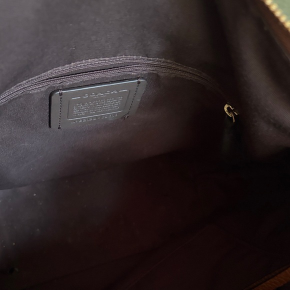 Coach Val Duffle Shoulder Bag Redwood Brown w Gold Pebbled Leather EUC - Picture 8 of 16